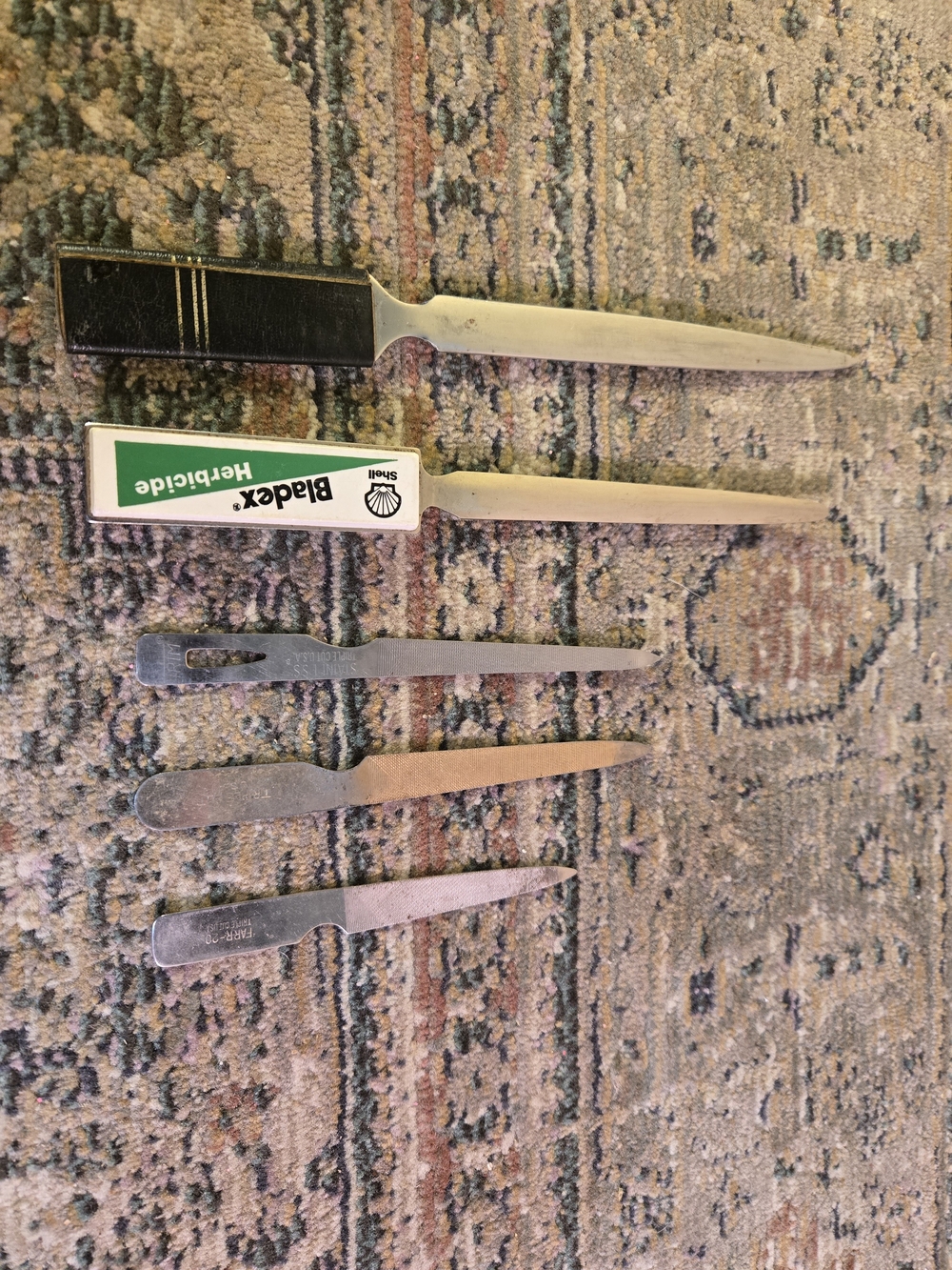 5 Vintage Letter Openers Souvenir Advertising Metal, plastic